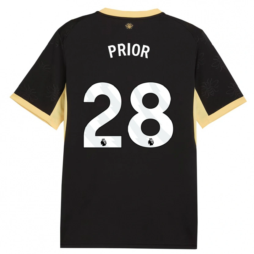 Danxen Homme Maillot Gracie Prior #28 Noir Jaune Tenues Extérieur 2026/27 T-Shirt