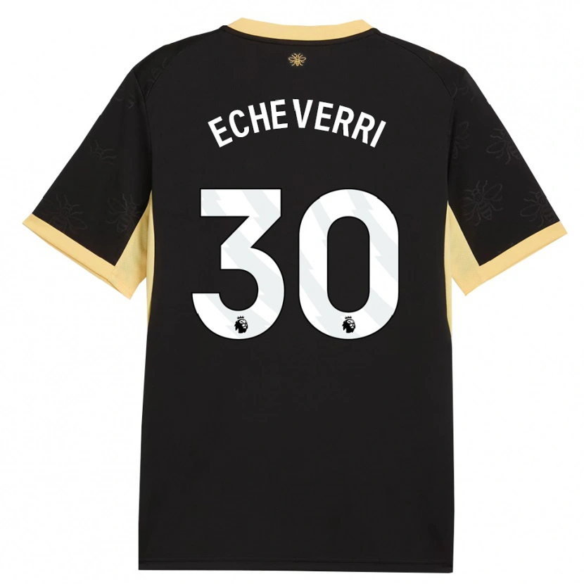 Danxen Homme Maillot Claudio Echeverri #30 Noir Jaune Tenues Extérieur 2026/27 T-Shirt