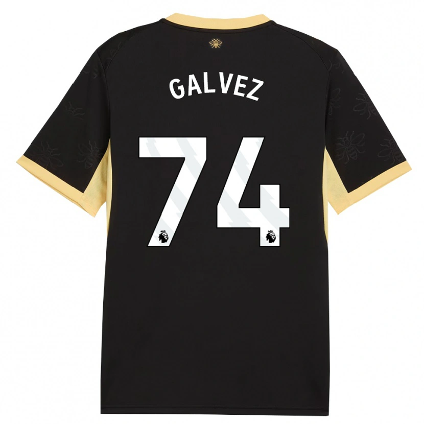 Danxen Homme Maillot Tomas Galvez #74 Noir Jaune Tenues Extérieur 2026/27 T-Shirt
