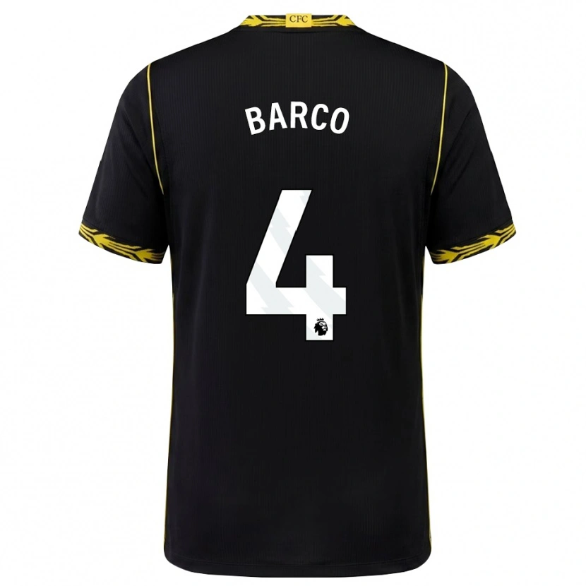 Danxen Homme Maillot Valentín Barco #4 Noir Jaune Tenues Extérieur 2026/27 T-Shirt