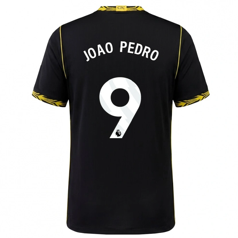 Danxen Homme Maillot João Pedro #9 Noir Jaune Tenues Extérieur 2026/27 T-Shirt