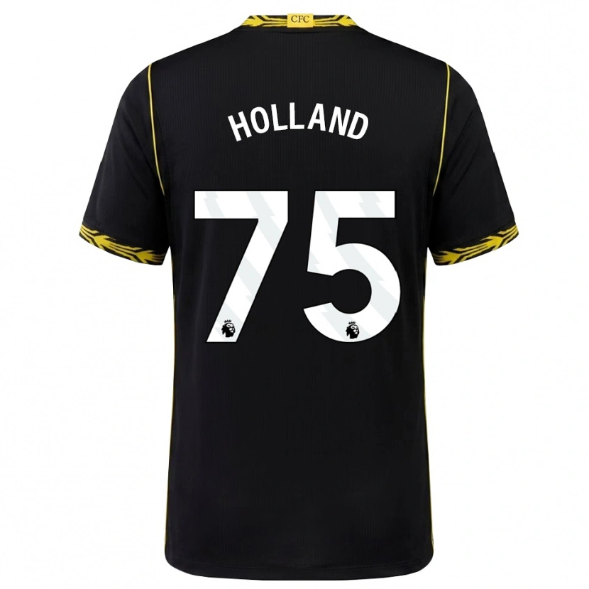 Danxen Homme Maillot Charlie Holland #75 Noir Jaune Tenues Extérieur 2026/27 T-Shirt