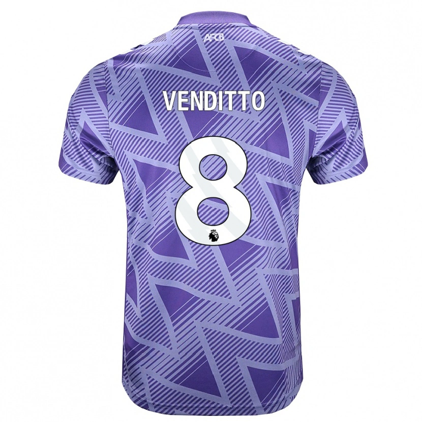 Danxen Homme Maillot Olivia Venditto #8 Palevioletred Blanc Tenues Extérieur 2026/27 T-Shirt