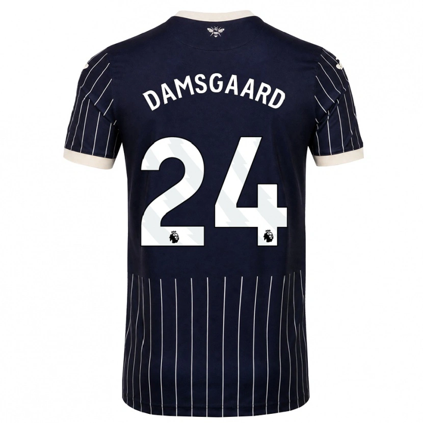 Danxen Homme Maillot Mikkel Damsgaard #24 Noir Blanc Tenues Extérieur 2026/27 T-Shirt