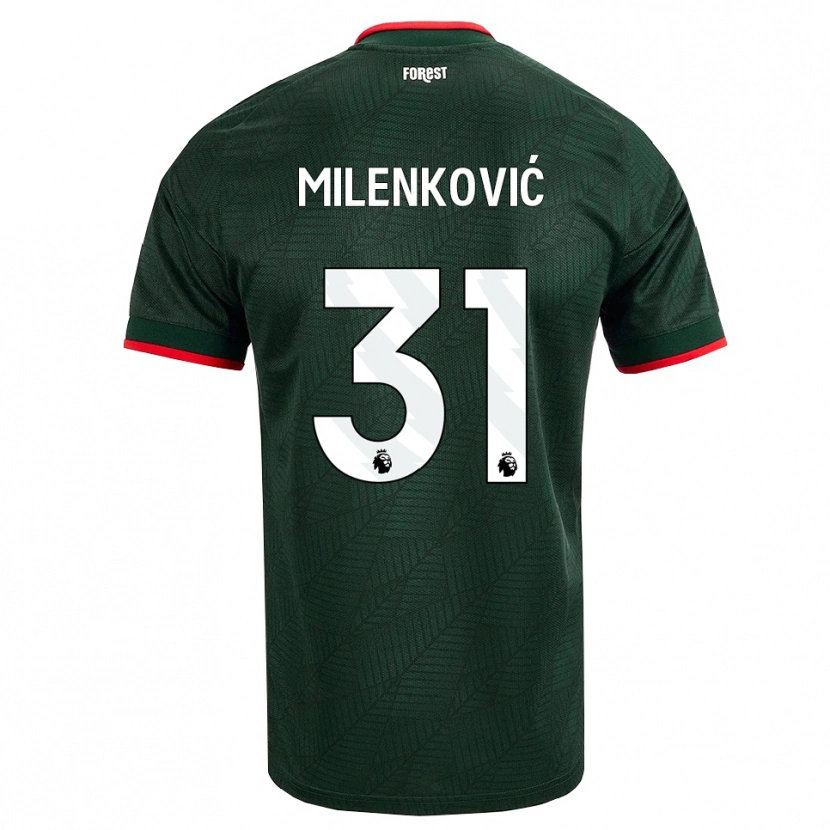 Danxen Homme Maillot Nikola Milenković #31 Vert Foncé Rouge Tenues Extérieur 2026/27 T-Shirt