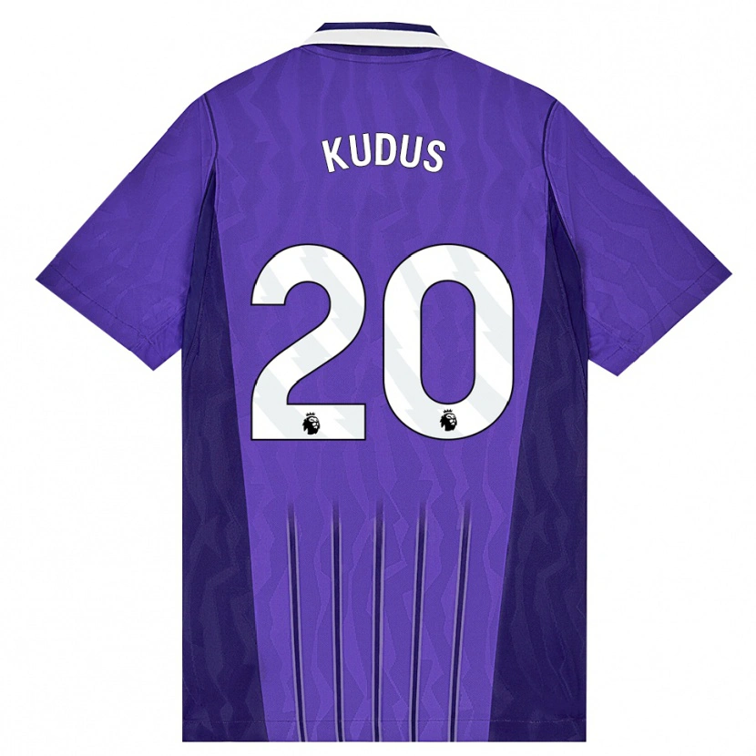 Danxen Homme Maillot Mohammed Kudus #20 Violet Blanc Troisieme 2026/27 T-Shirt