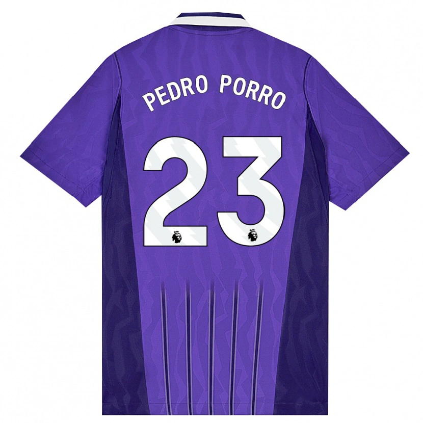 Danxen Homme Maillot Pedro Porro #23 Violet Blanc Troisieme 2026/27 T-Shirt