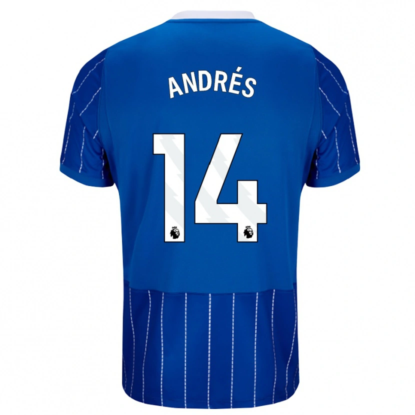 Danxen Homme Maillot Chema Andrés #14 Bleu Moyen Blanc Tenues Domicile 2026/27 T-Shirt