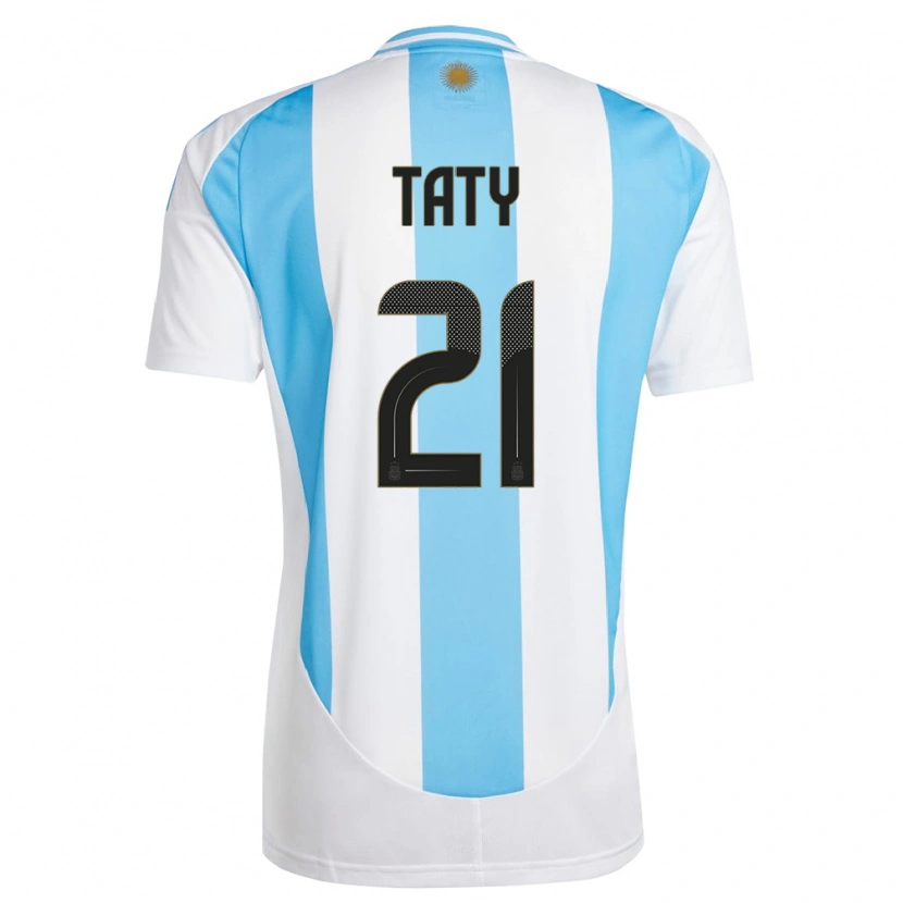Danxen Enfant Maillot Argentine Taty Castellanos #21 Blanc Bleu Tenues Domicile 24-26 T-Shirt