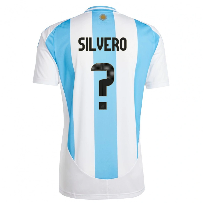 Danxen Enfant Maillot Argentine Thiago Silvero #0 Blanc Bleu Tenues Domicile 24-26 T-Shirt