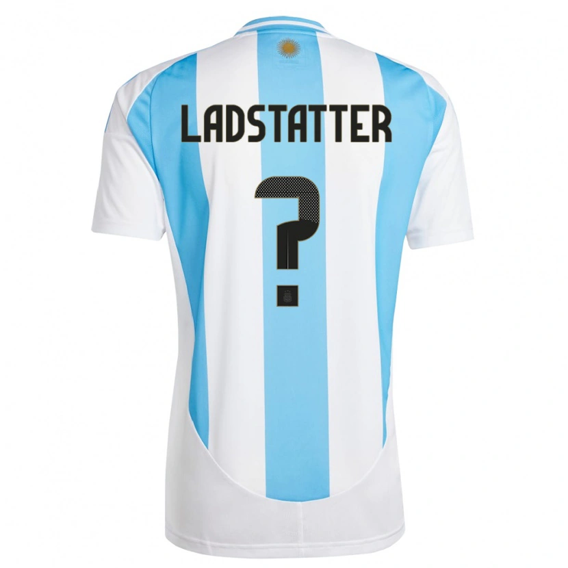 Danxen Enfant Maillot Argentine Agustín Ladstatter #0 Blanc Bleu Tenues Domicile 24-26 T-Shirt