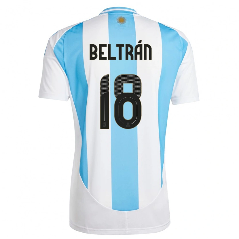 Danxen Enfant Maillot Argentine Lucas Beltrán #18 Blanc Bleu Tenues Domicile 24-26 T-Shirt