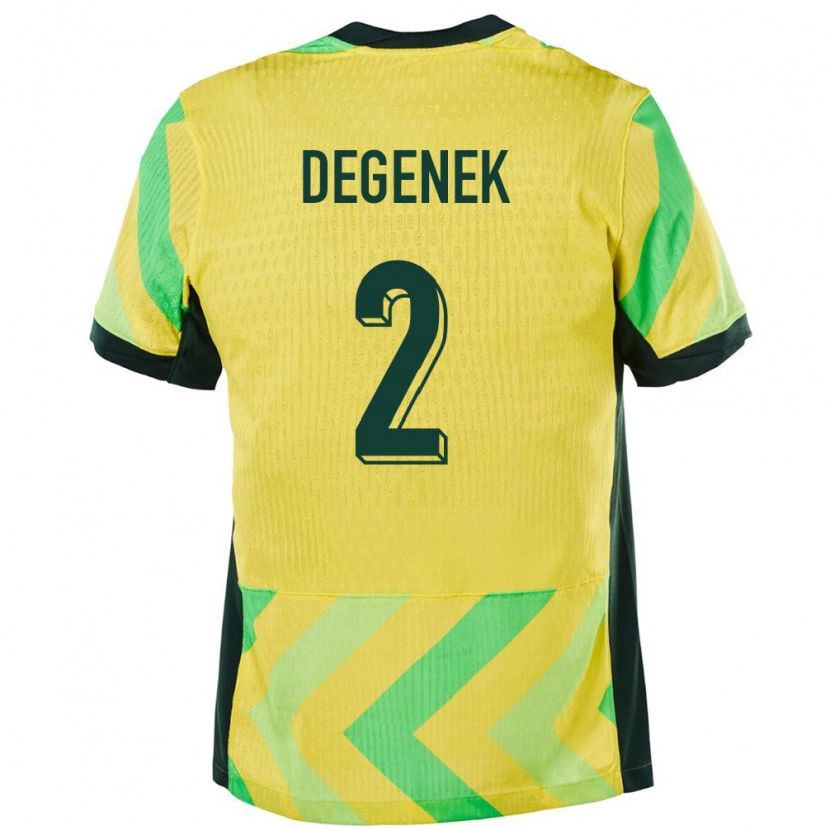 Danxen Enfant Maillot Australie Milos Degenek #2 Doré Tenues Domicile 24-26 T-Shirt