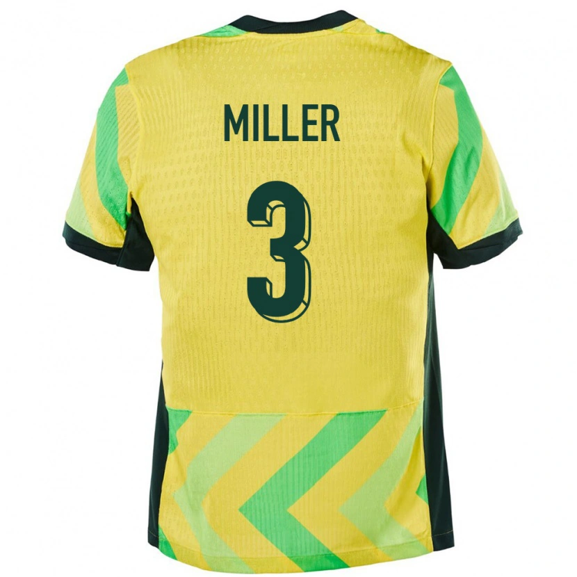 Danxen Enfant Maillot Australie Lewis Miller #3 Doré Tenues Domicile 24-26 T-Shirt