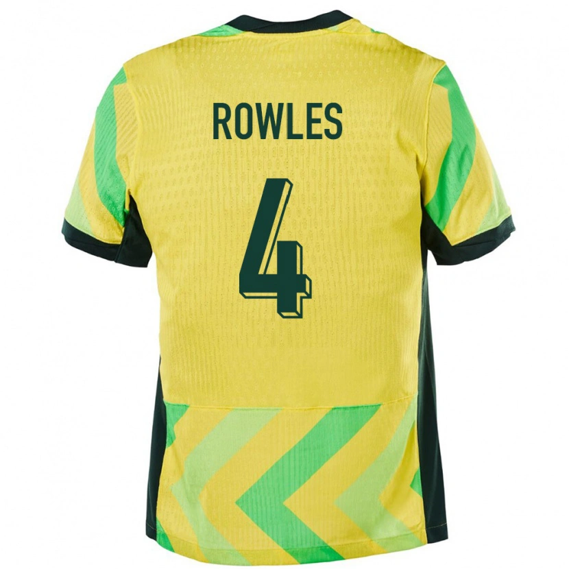 Danxen Enfant Maillot Australie Kye Rowles #4 Doré Tenues Domicile 24-26 T-Shirt