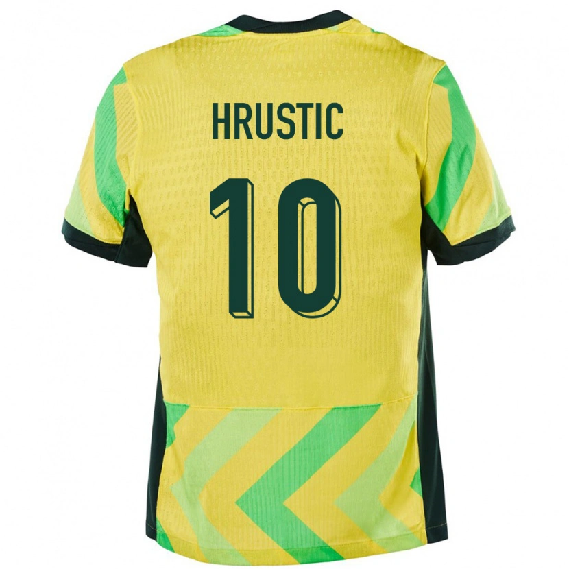 Danxen Enfant Maillot Australie Ajdin Hrustić #10 Doré Tenues Domicile 24-26 T-Shirt