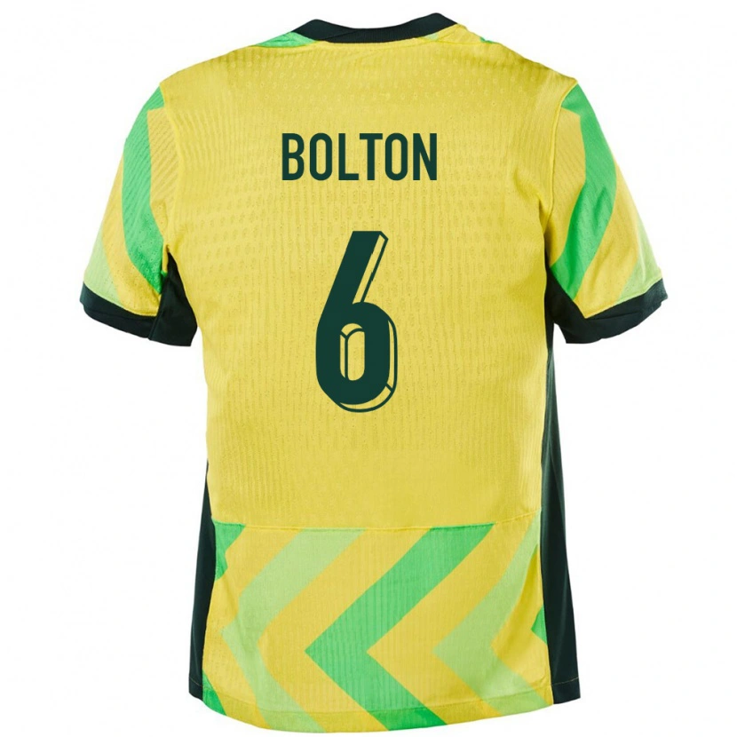 Danxen Enfant Maillot Australie Alex Bolton #6 Doré Tenues Domicile 24-26 T-Shirt