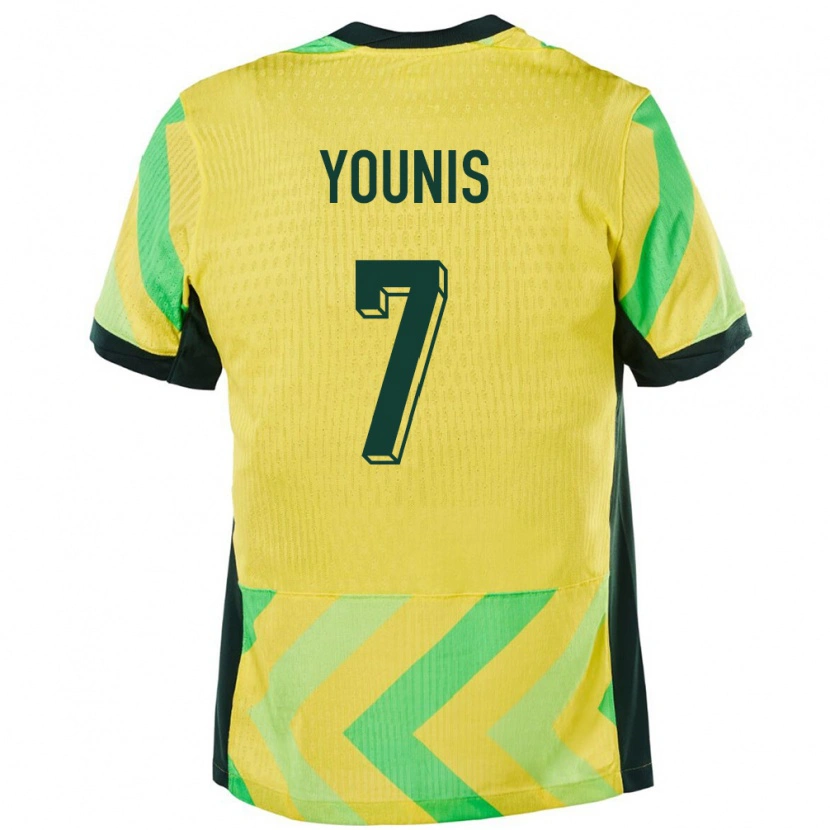 Danxen Enfant Maillot Australie Marcus Younis #7 Doré Tenues Domicile 24-26 T-Shirt