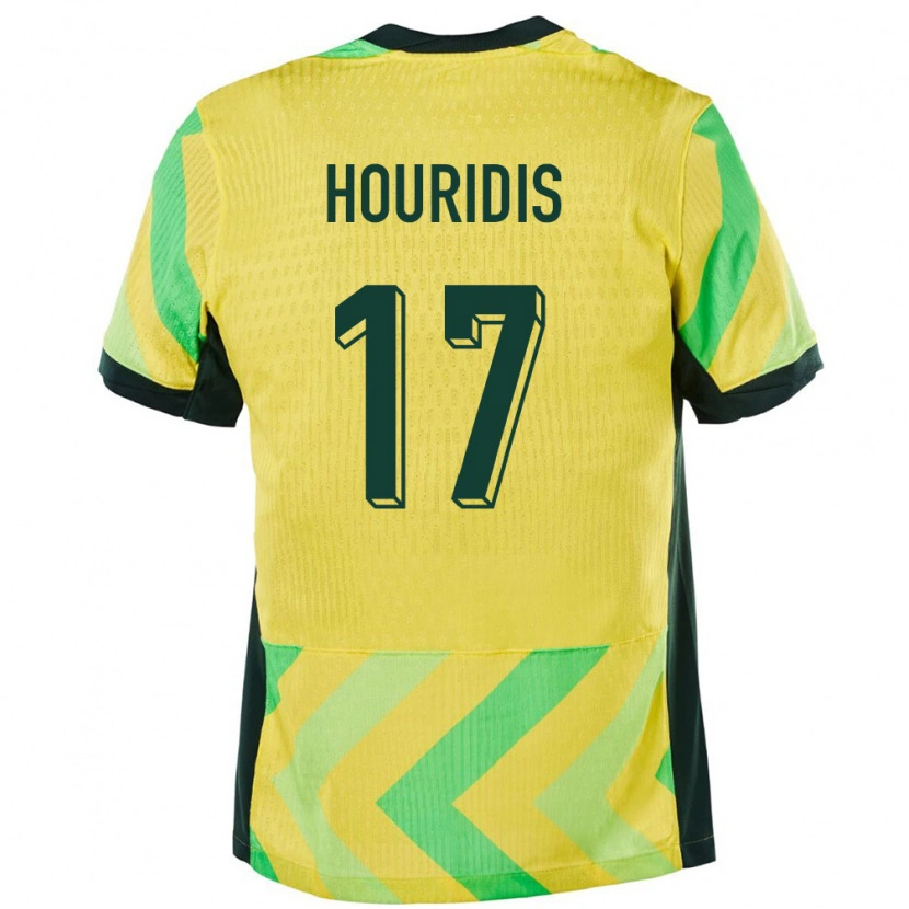Danxen Enfant Maillot Australie Alexander Houridis #17 Doré Tenues Domicile 24-26 T-Shirt