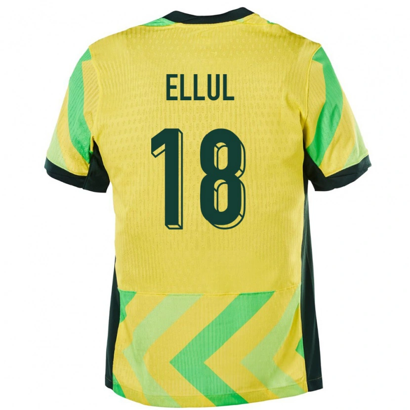 Danxen Enfant Maillot Australie Noah Ellul #18 Doré Tenues Domicile 24-26 T-Shirt