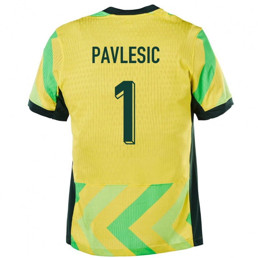 Danxen Enfant Maillot Australie Adam Pavlesic #1 Doré Tenues Domicile 24-26 T-Shirt