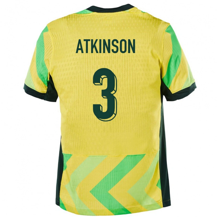 Danxen Enfant Maillot Australie Nathaniel Atkinson #3 Doré Tenues Domicile 24-26 T-Shirt