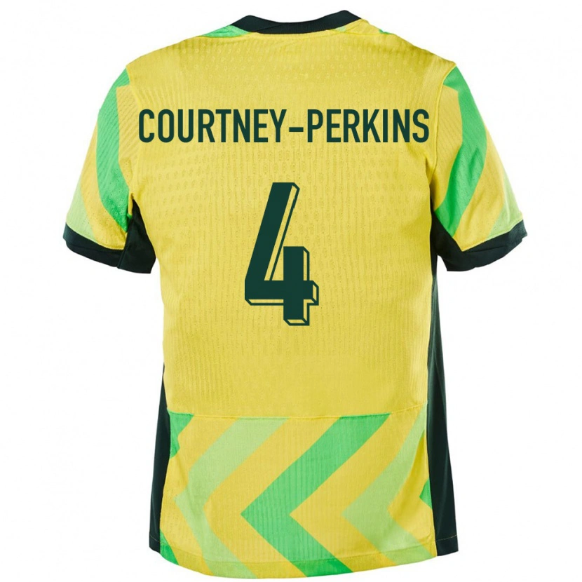 Danxen Enfant Maillot Australie Jordan Courtney Perkins #4 Doré Tenues Domicile 24-26 T-Shirt