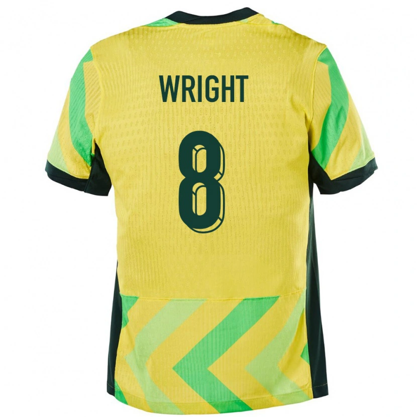 Danxen Enfant Maillot Australie Bailey Wright #8 Doré Tenues Domicile 24-26 T-Shirt