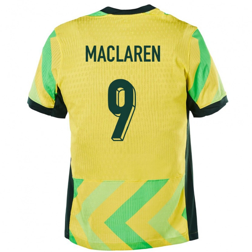 Danxen Enfant Maillot Australie Jamie Maclaren #9 Doré Tenues Domicile 24-26 T-Shirt