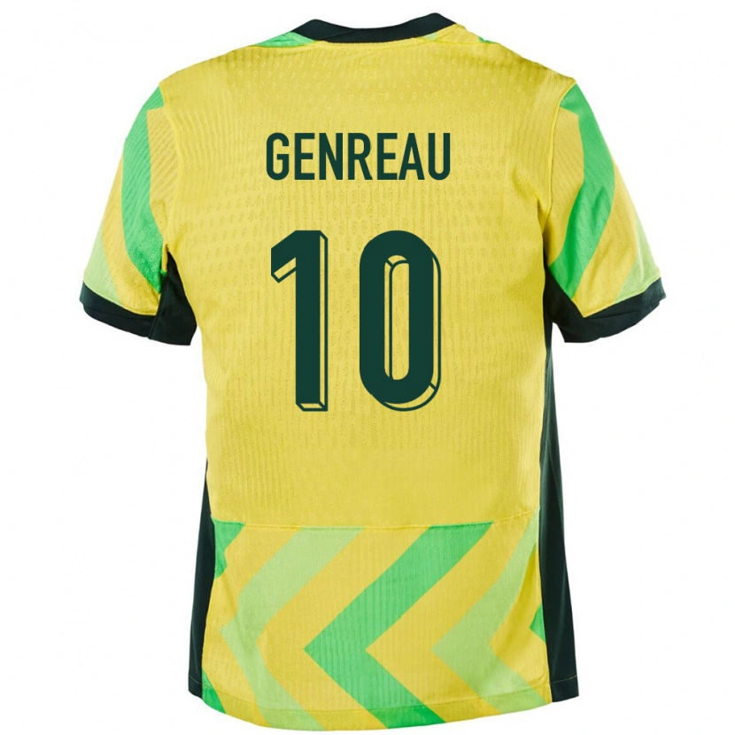 Danxen Enfant Maillot Australie Denis Genreau #10 Doré Tenues Domicile 24-26 T-Shirt