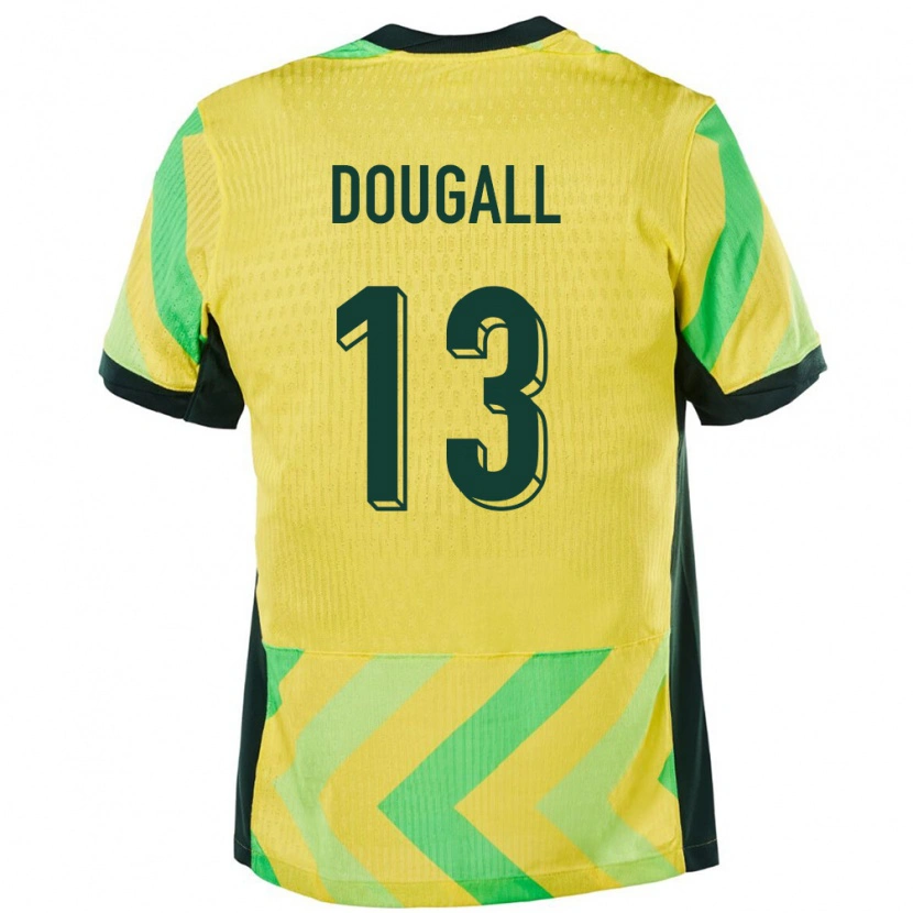Danxen Enfant Maillot Australie Kenny Dougall #13 Doré Tenues Domicile 24-26 T-Shirt