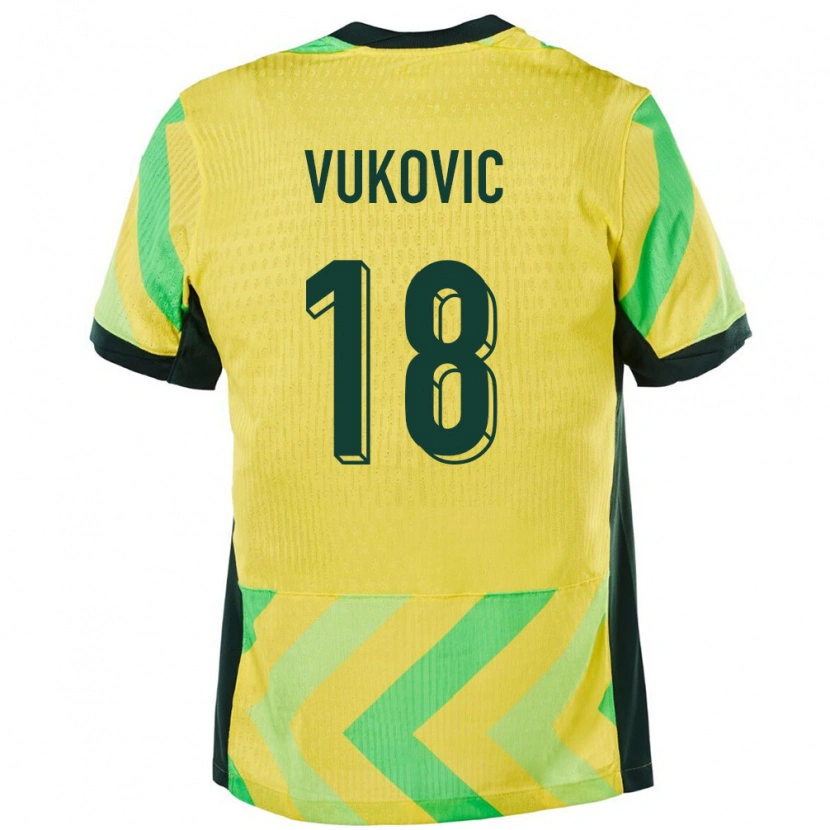 Danxen Enfant Maillot Australie Danny Vukovic #18 Doré Tenues Domicile 24-26 T-Shirt