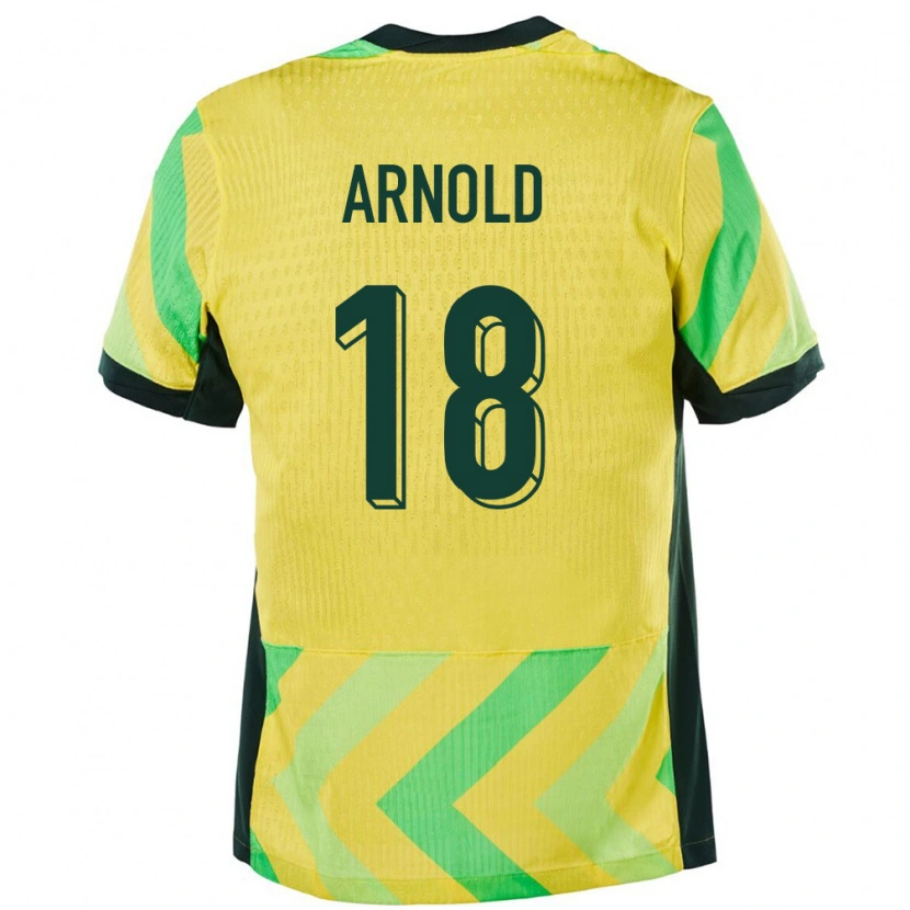 Danxen Enfant Maillot Australie Mackenzie Arnold #18 Doré Tenues Domicile 24-26 T-Shirt