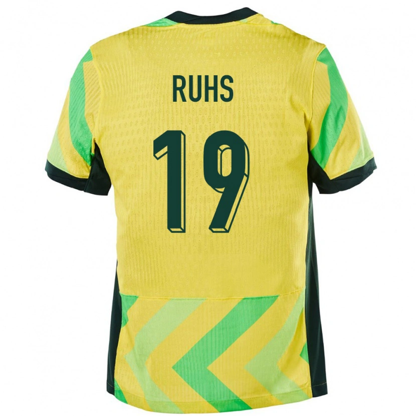 Danxen Enfant Maillot Australie Michael Ruhs #19 Doré Tenues Domicile 24-26 T-Shirt