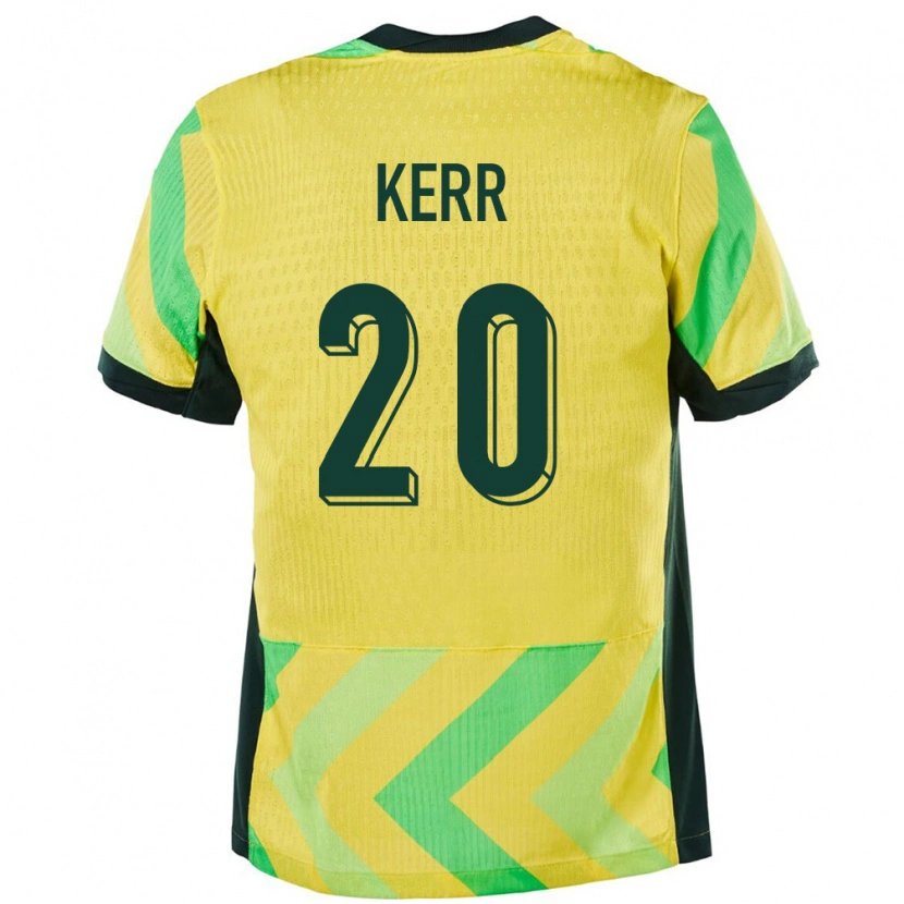 Danxen Enfant Maillot Australie Sam Kerr #20 Doré Tenues Domicile 24-26 T-Shirt