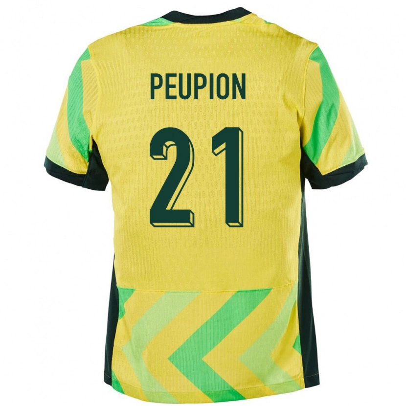 Danxen Enfant Maillot Australie Cameron Peupion #21 Doré Tenues Domicile 24-26 T-Shirt