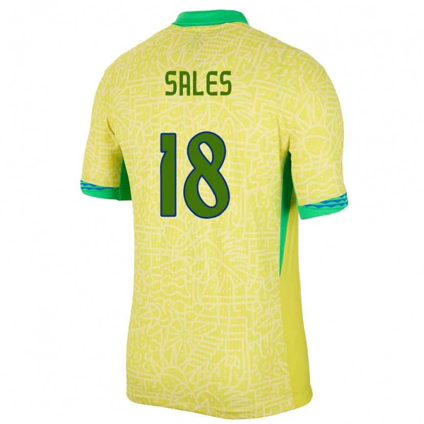 Danxen Enfant Maillot Brésil Ruan Sales #18 Jaune Tenues Domicile 24-26 T-Shirt