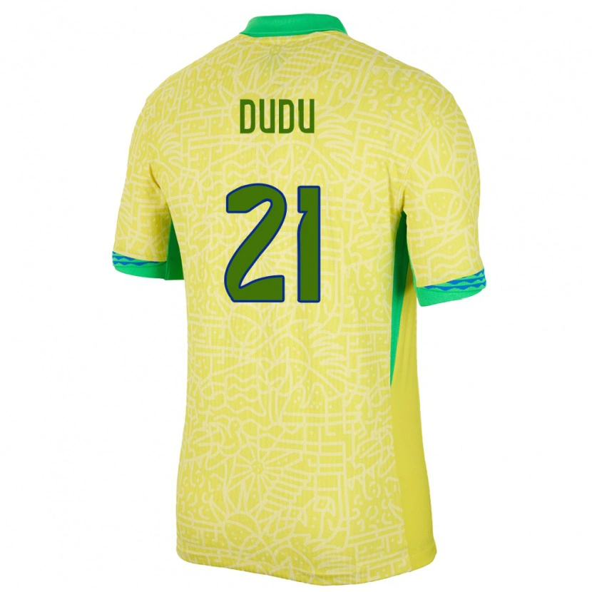 Danxen Enfant Maillot Brésil Dudu #21 Jaune Tenues Domicile 24-26 T-Shirt