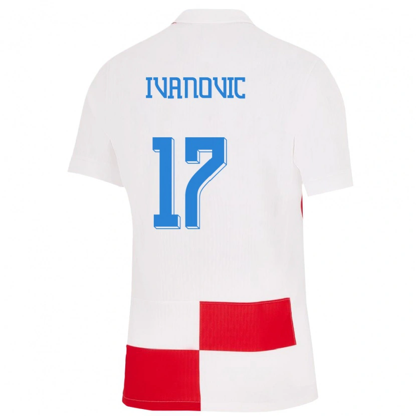 Danxen Enfant Maillot Croatie Franjo Ivanovic #17 Blanc Rouge Tenues Domicile 24-26 T-Shirt