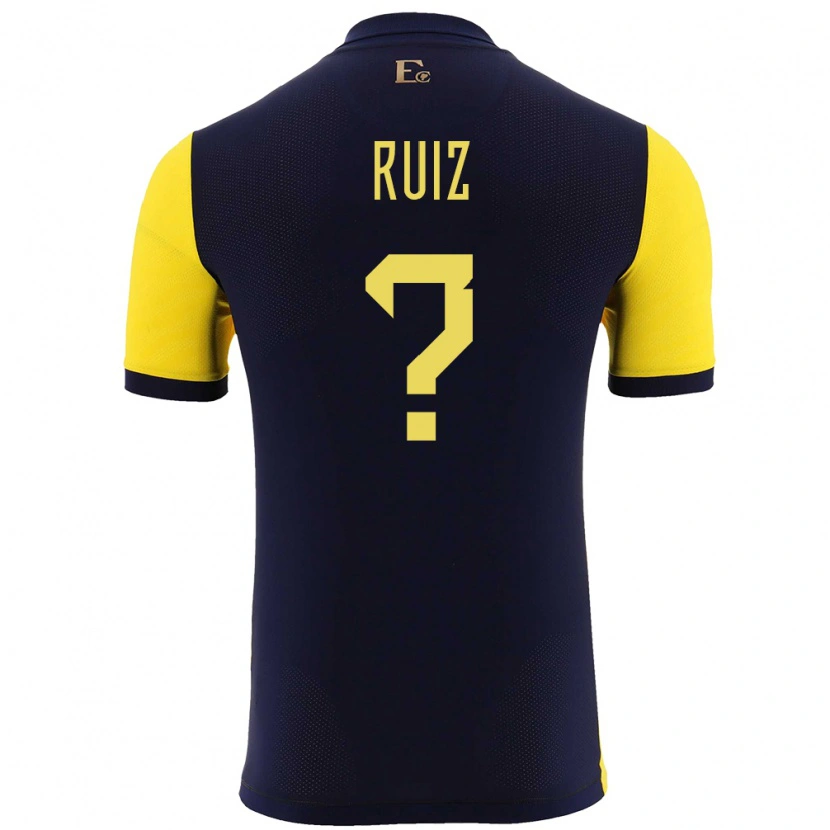 Danxen Enfant Maillot Équateur Elkin Ruiz #0 Jaune Tenues Domicile 24-26 T-Shirt