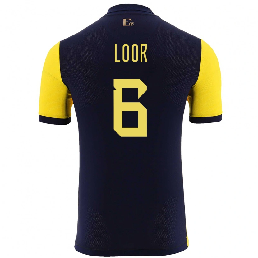 Danxen Enfant Maillot Équateur Layan Loor #6 Jaune Tenues Domicile 24-26 T-Shirt