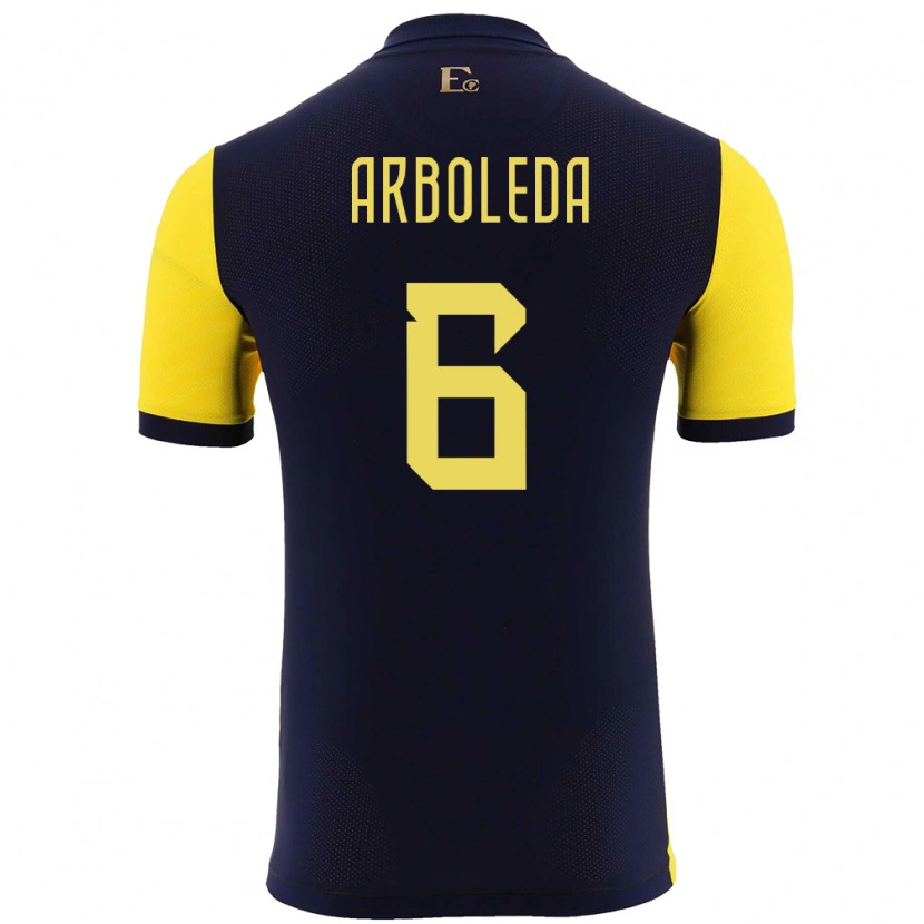 Danxen Enfant Maillot Équateur Edu Arboleda #6 Jaune Tenues Domicile 24-26 T-Shirt