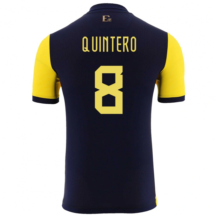 Danxen Enfant Maillot Équateur Hólger Quintero #8 Jaune Tenues Domicile 24-26 T-Shirt