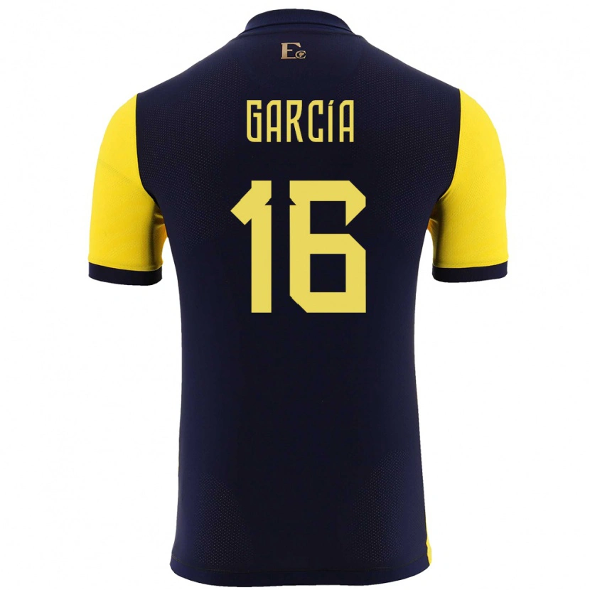Danxen Enfant Maillot Équateur Yaxi García #16 Jaune Tenues Domicile 24-26 T-Shirt