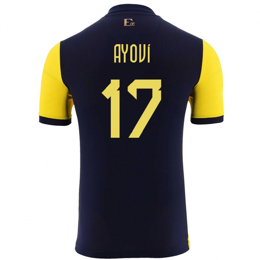 Danxen Enfant Maillot Équateur Junior Ayoví #17 Jaune Tenues Domicile 24-26 T-Shirt