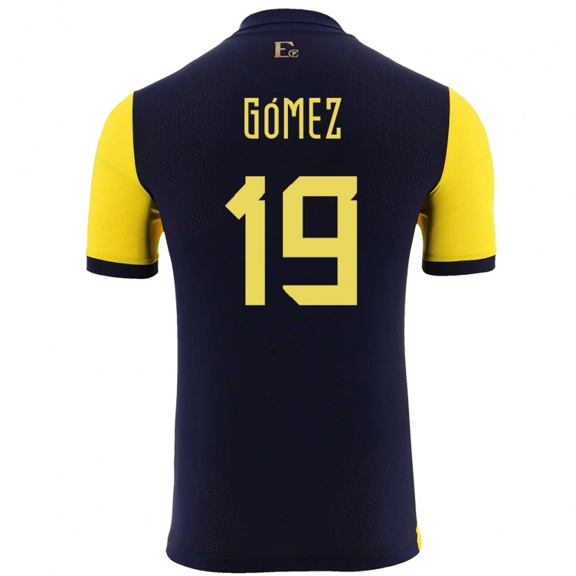 Danxen Enfant Maillot Équateur Aníbal Gómez #19 Jaune Tenues Domicile 24-26 T-Shirt