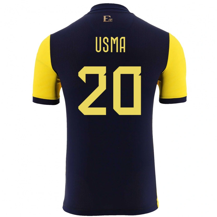 Danxen Enfant Maillot Équateur Juan Usma #20 Jaune Tenues Domicile 24-26 T-Shirt