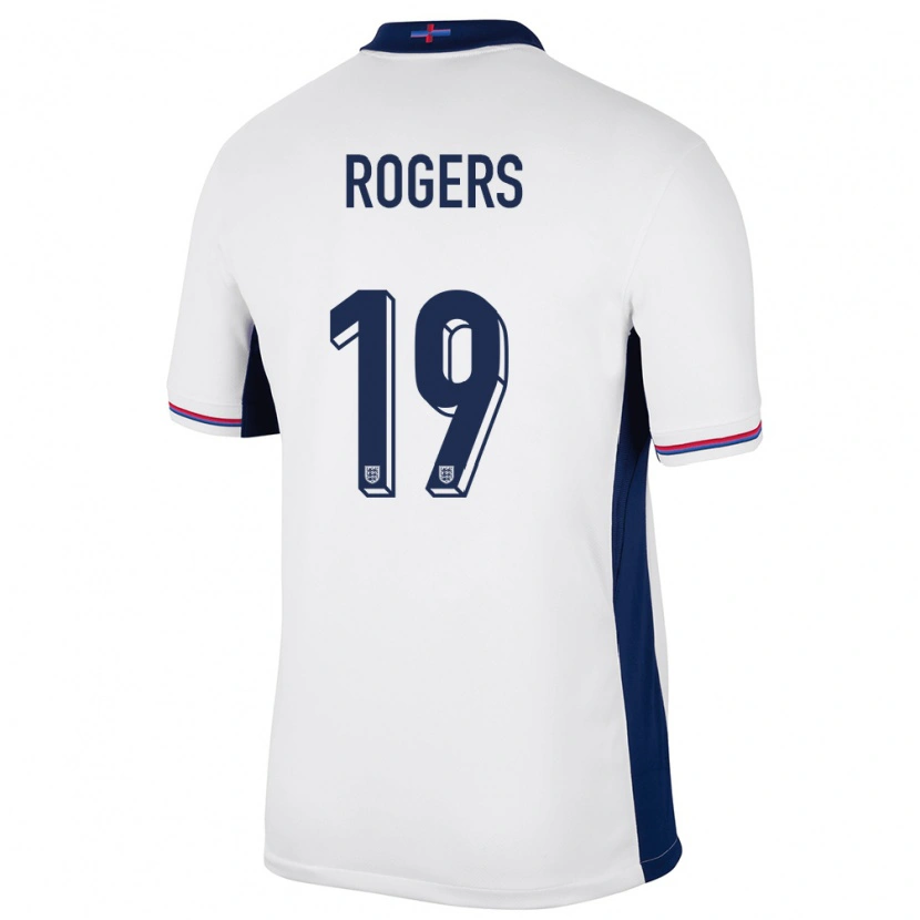 Danxen Enfant Maillot Angleterre Morgan Rogers #19 Blanc Tenues Domicile 24-26 T-Shirt
