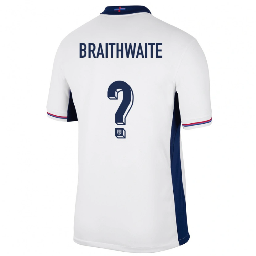 Danxen Enfant Maillot Angleterre Kaden Braithwaite #0 Blanc Tenues Domicile 24-26 T-Shirt