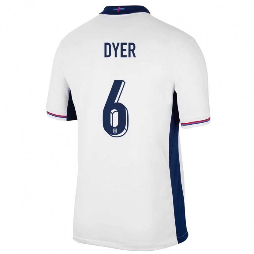 Danxen Enfant Maillot Angleterre Kiano Dyer #6 Blanc Tenues Domicile 24-26 T-Shirt